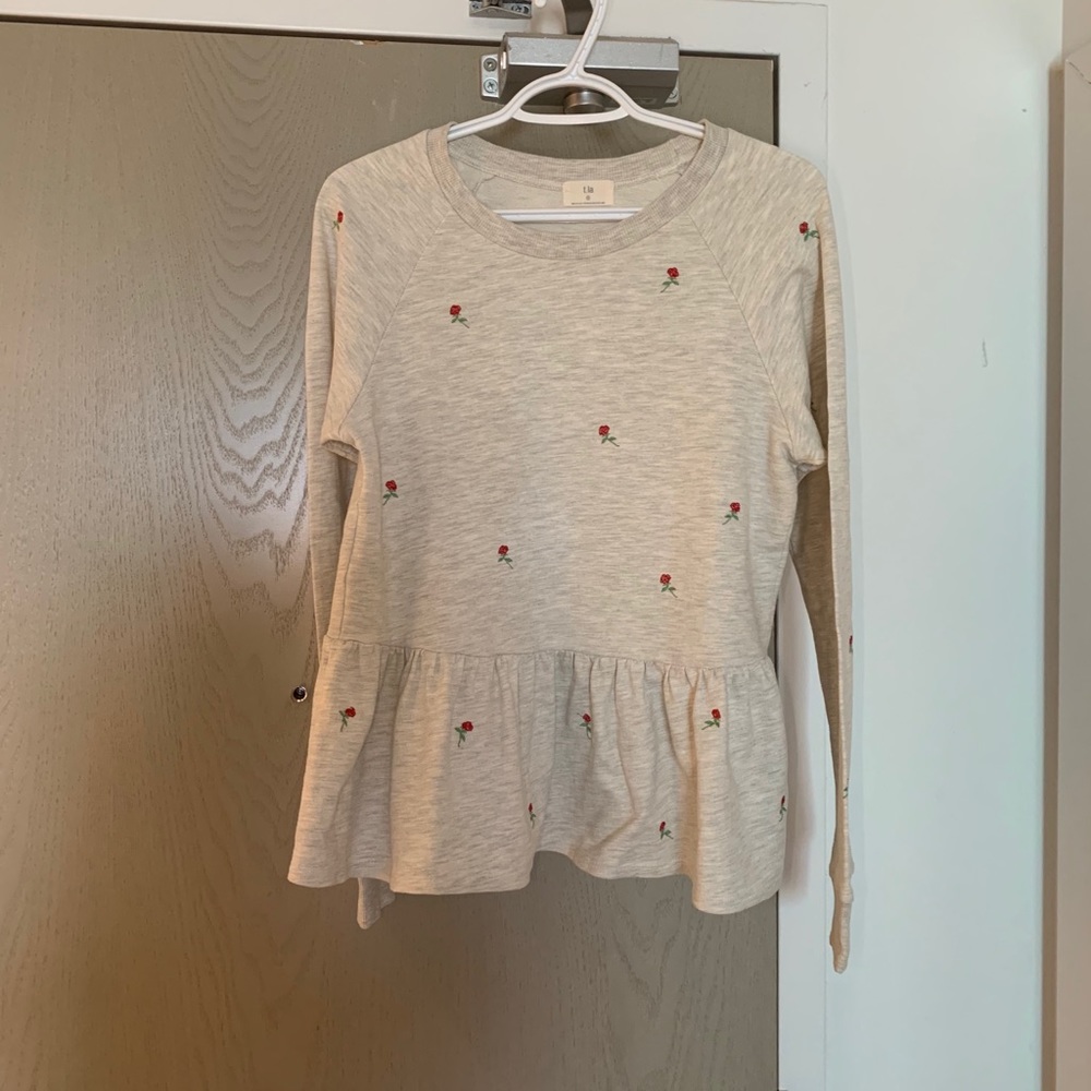 Anthropologie T.La Rosebud🌹Embroidered Ruffle Top